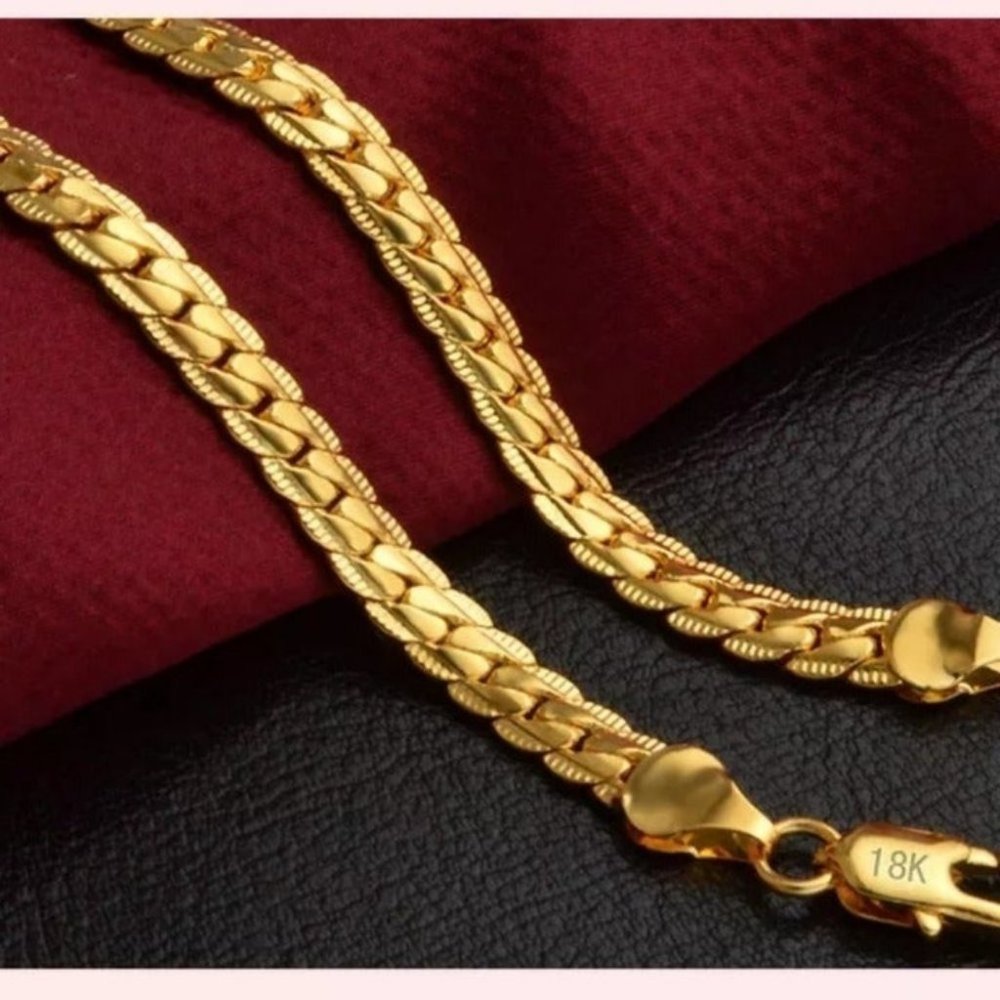 new Gold filled 5MM snake unisex Necklace - Picture 4 of 7